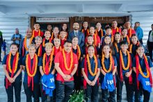 साफ महिला च्याम्पियनसिपका लागि टोली बिदाइ, खेलाडी सम्मानमा सरकार प्रतिबद्ध : मन्त्री पोखरेल